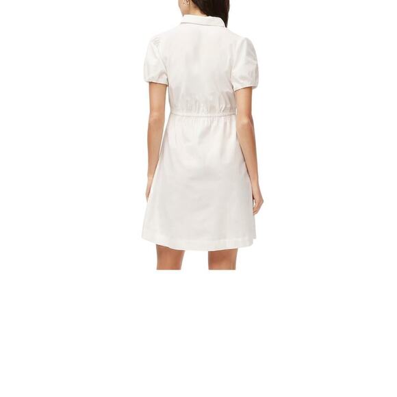 J.Crew Factory Petite collared short-sleeve tie-waist mini dress White 0P - Picture 2 of 15